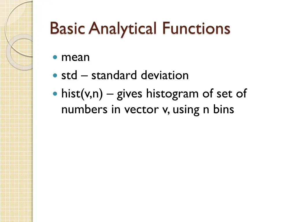 basic analytical functions