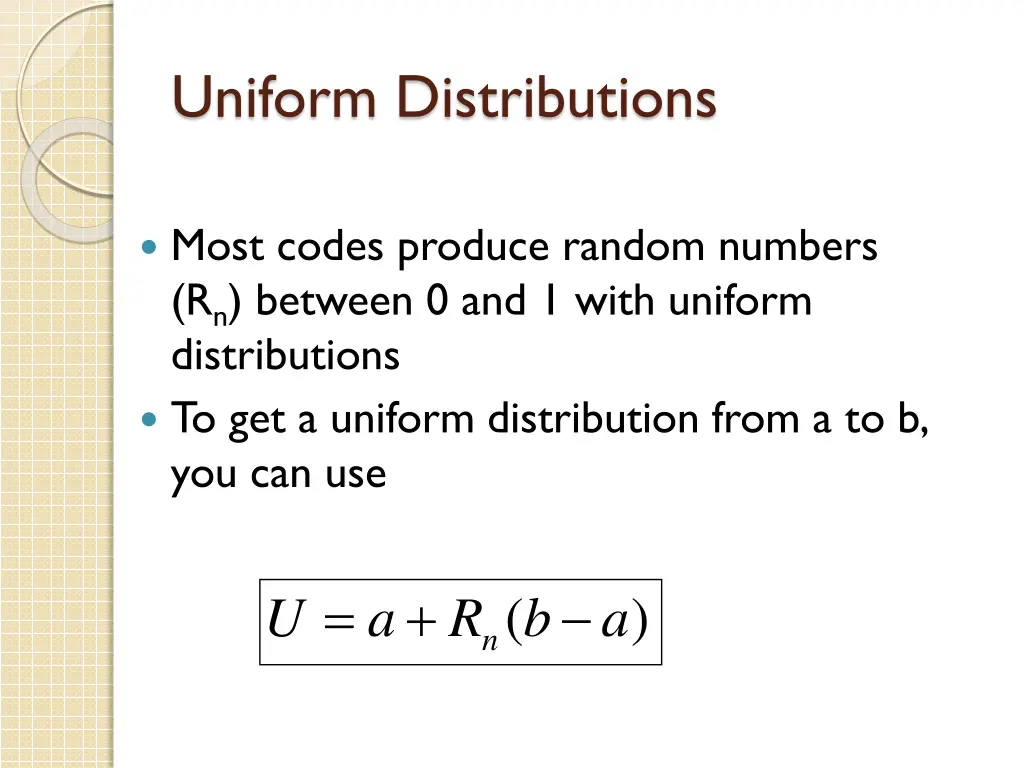 uniform distributions