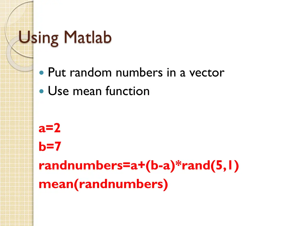 using matlab