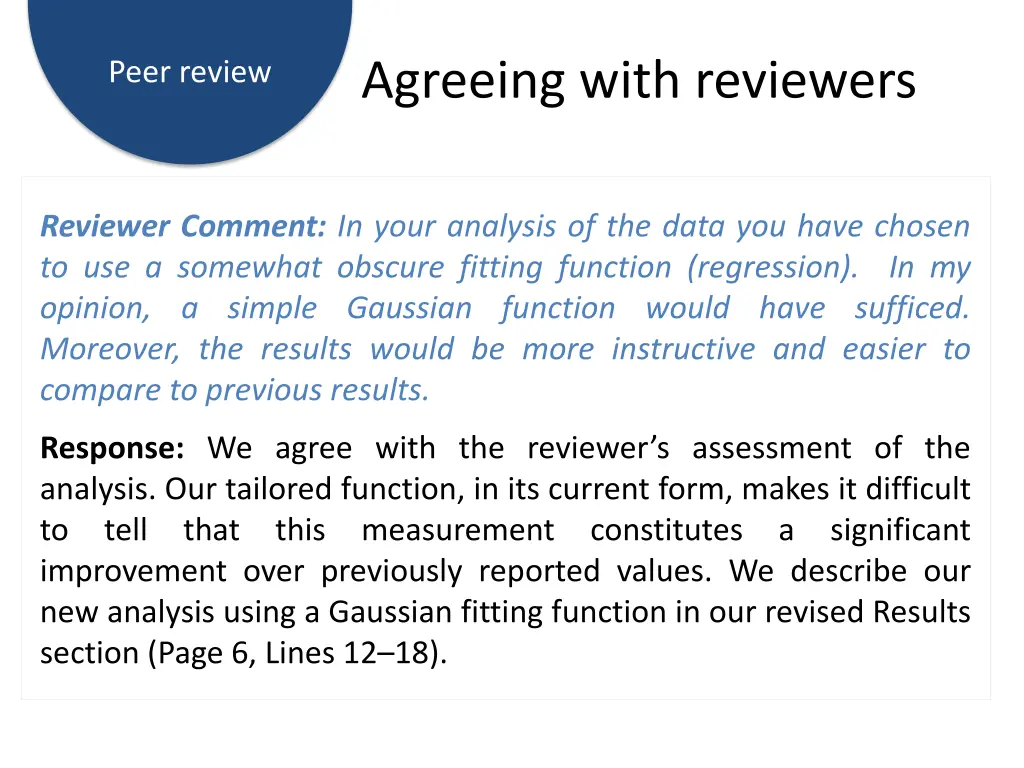 agreeing with reviewers