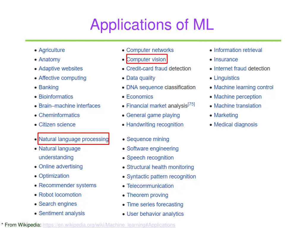 applications of ml