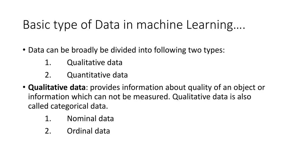 basic type of data in machine learning 1