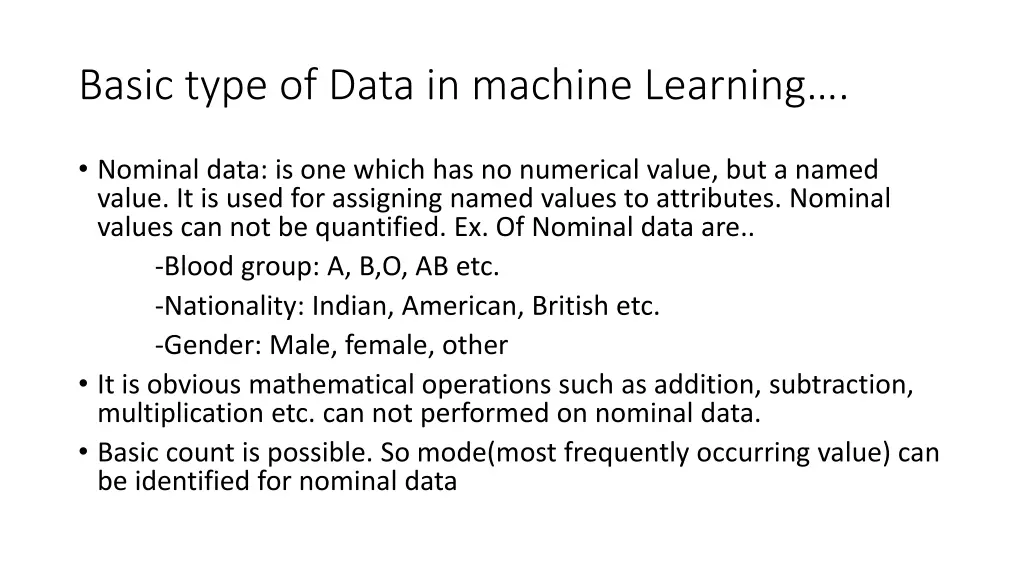 basic type of data in machine learning 2