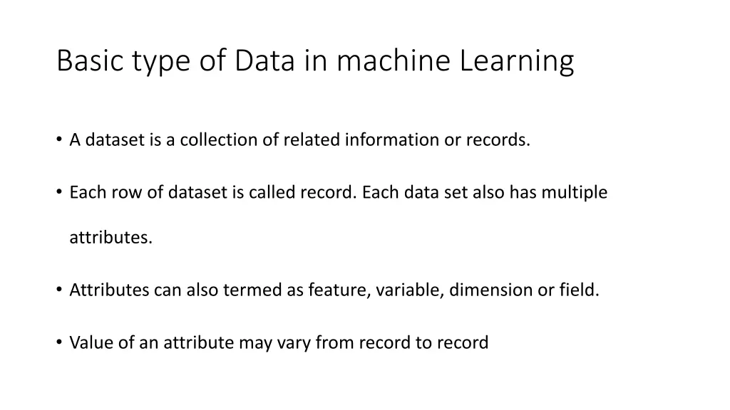 basic type of data in machine learning