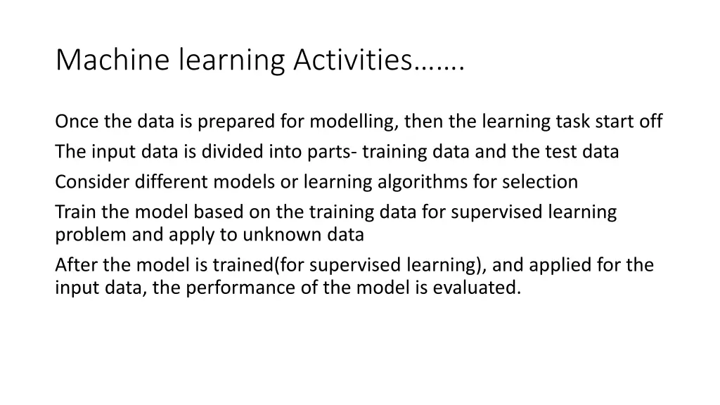 machine learning activities 1