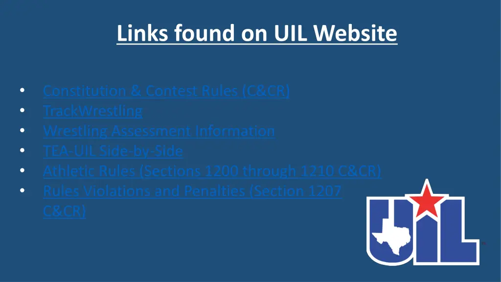 links found on uil website