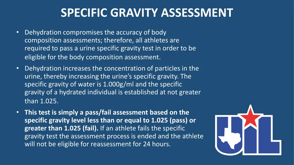 specific gravity assessment