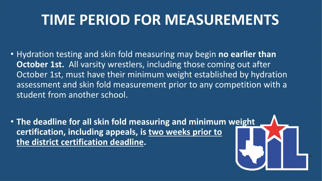 time period for measurements