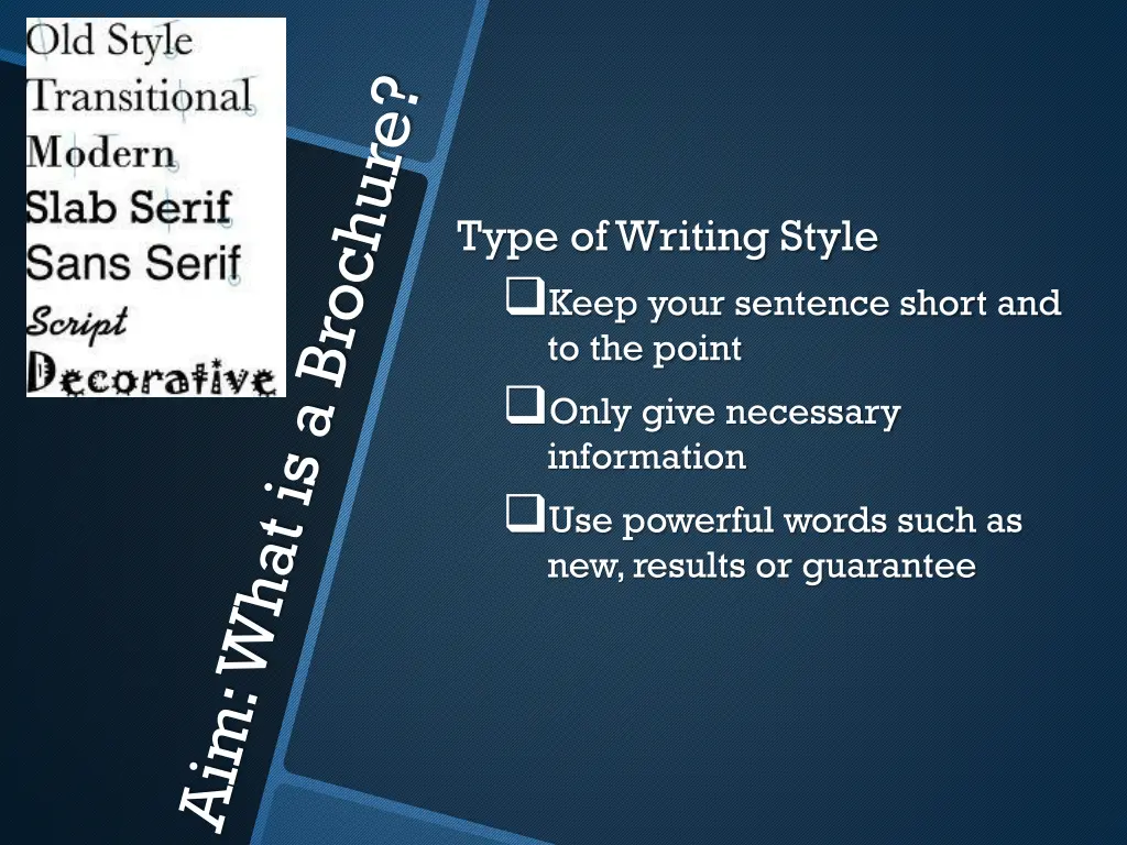 type of writing style keep your sentence short