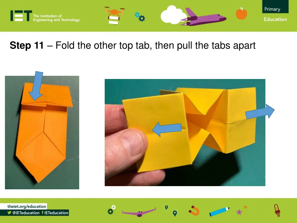 step 11 fold the other top tab then pull the tabs