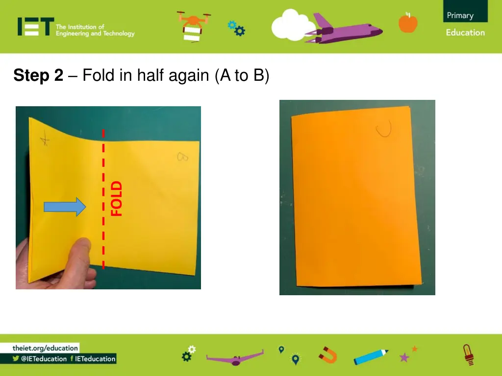 step 2 fold in half again a to b