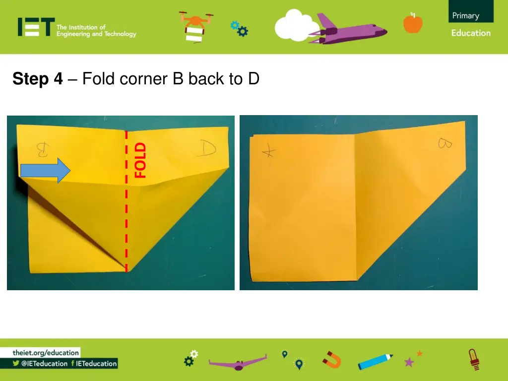 step 4 fold corner b back to d