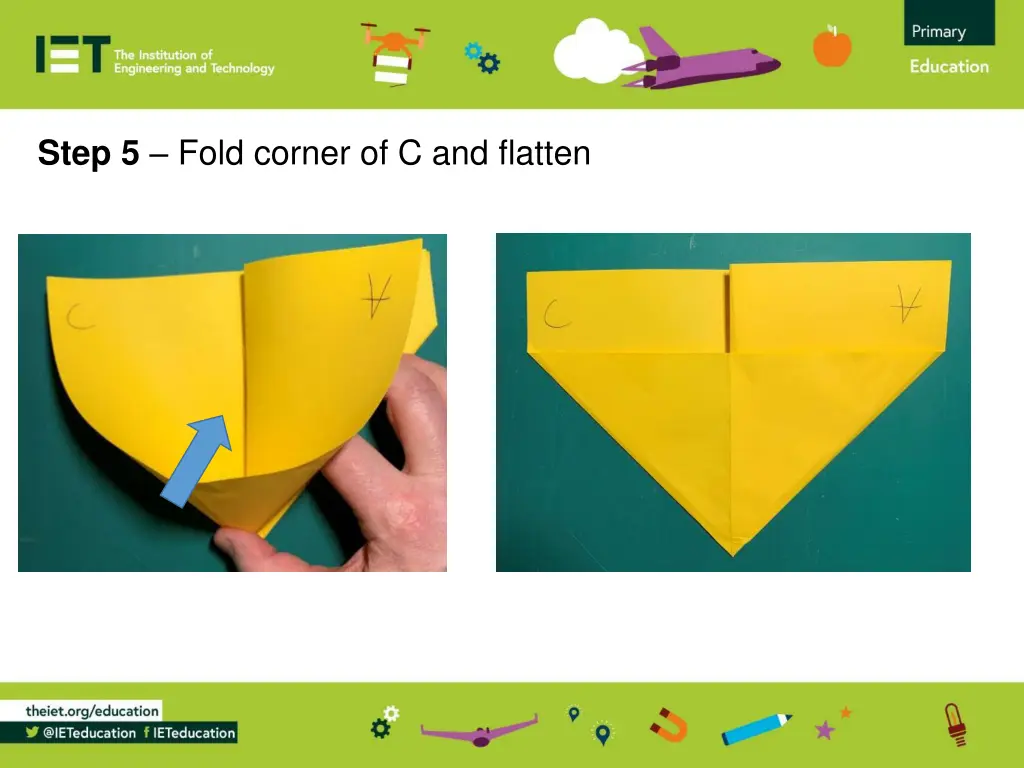 step 5 fold corner of c and flatten