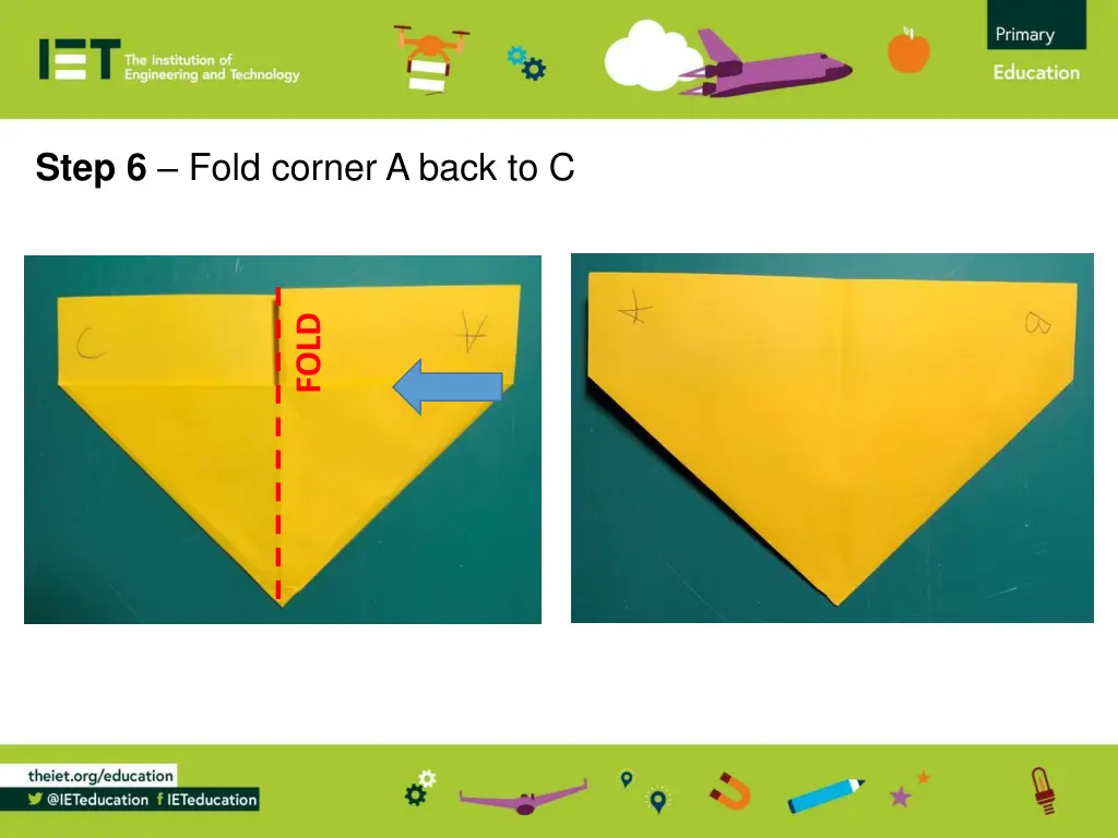 step 6 fold corner a back to c