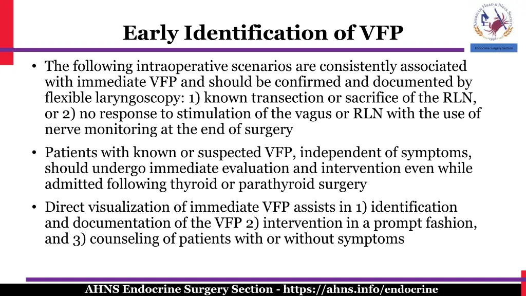 early identification of vfp