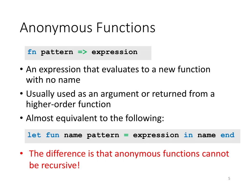 anonymous functions