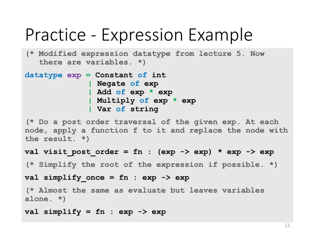 practice expression example modified expression