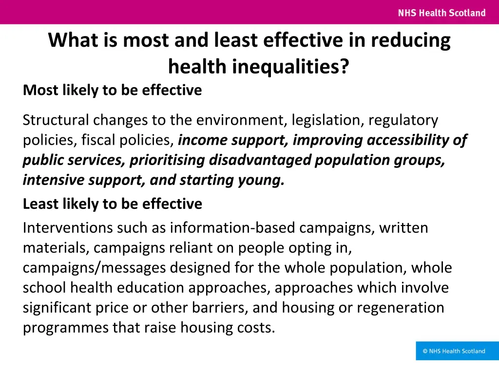 what is most and least effective in reducing