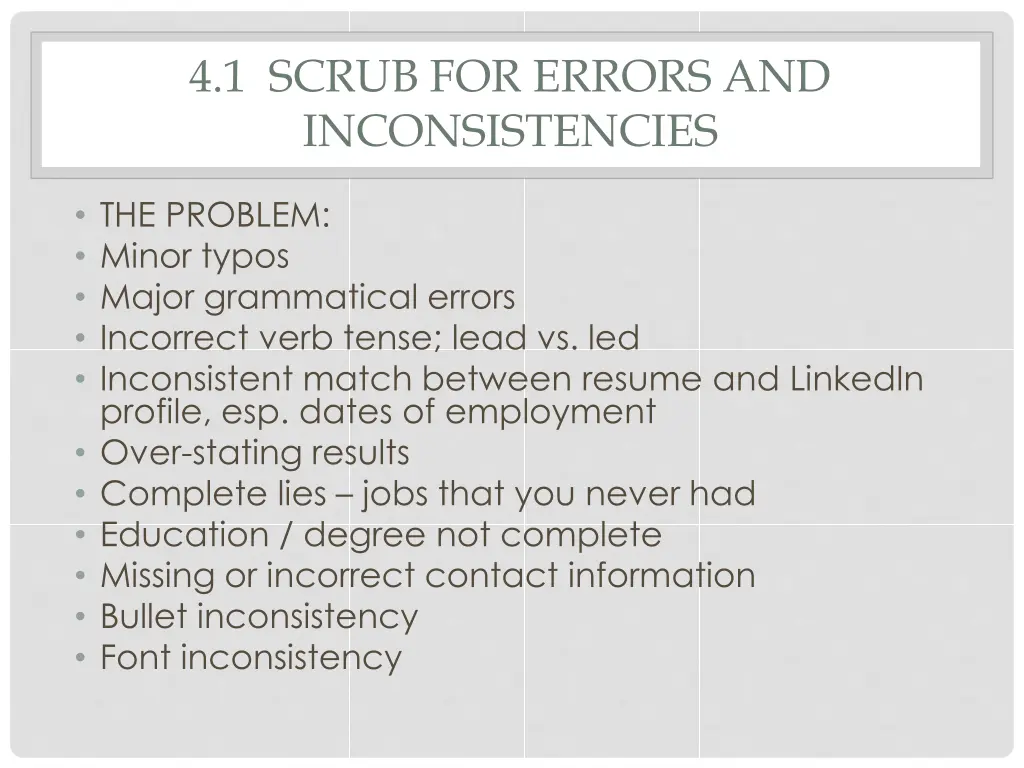 4 1 scrub for errors and inconsistencies