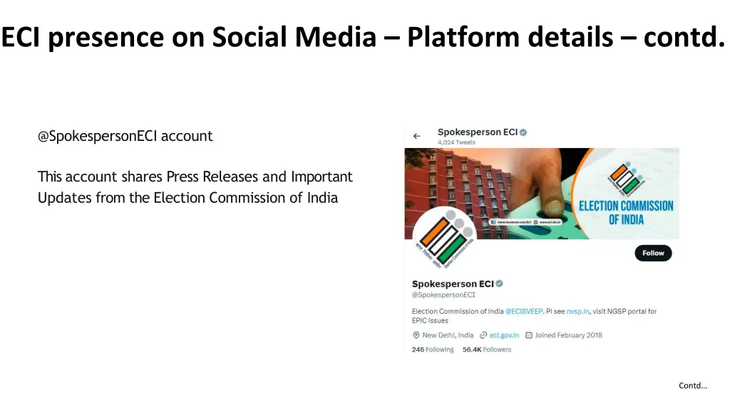 eci presence on social media platform details