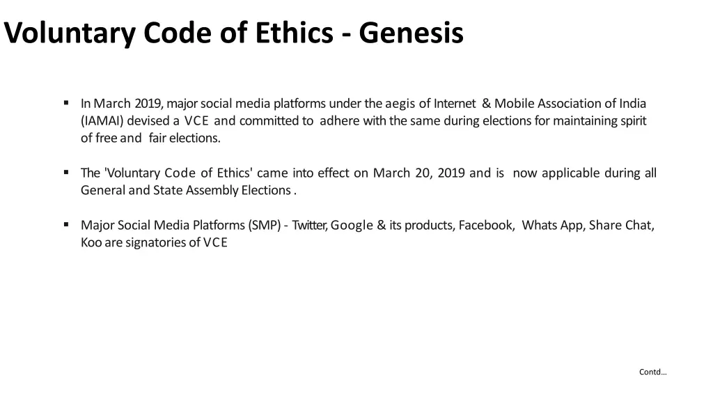 voluntary code of ethics genesis