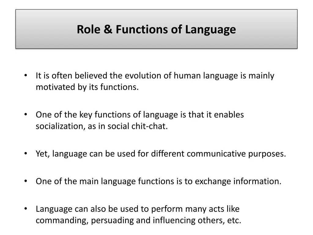 role functions of language