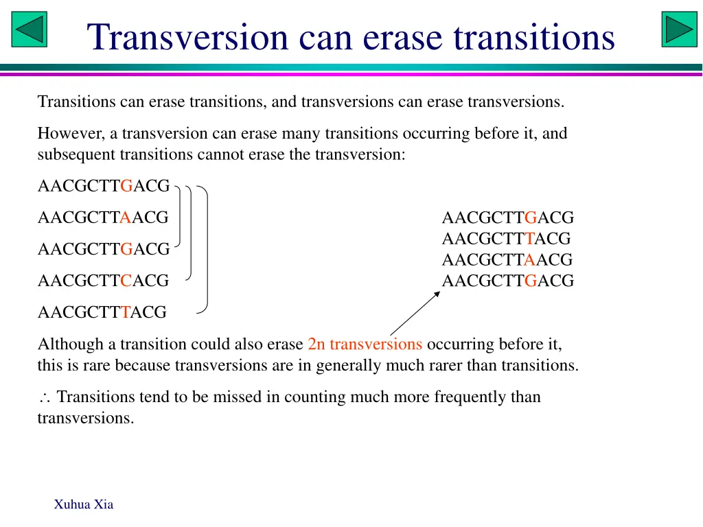 transversion can erase transitions