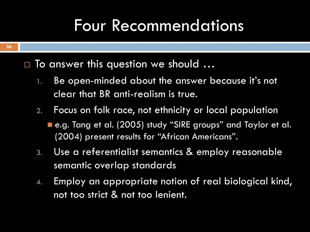 four recommendations