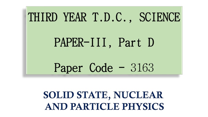 third year t d c science third year t d c science