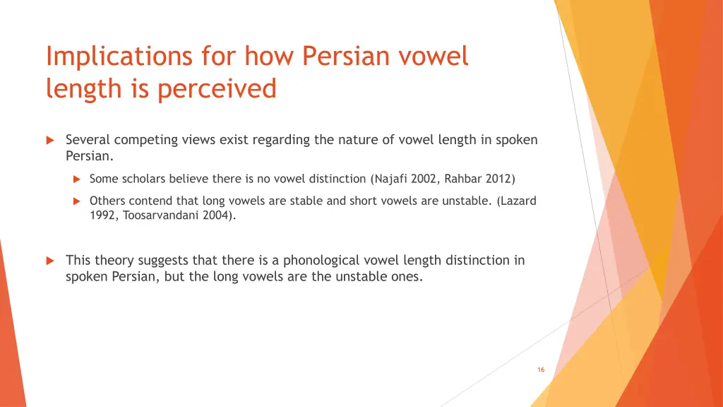 implications for how persian vowel length