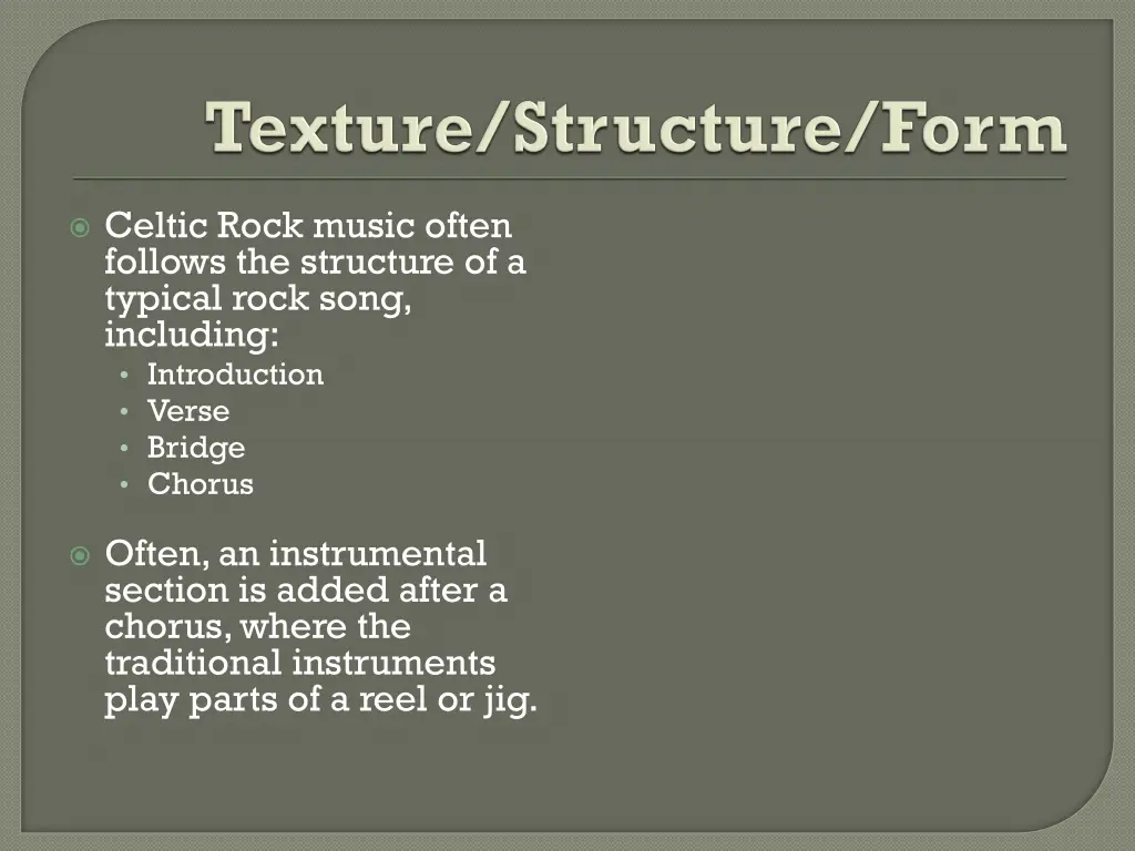 celtic rock music often follows the structure