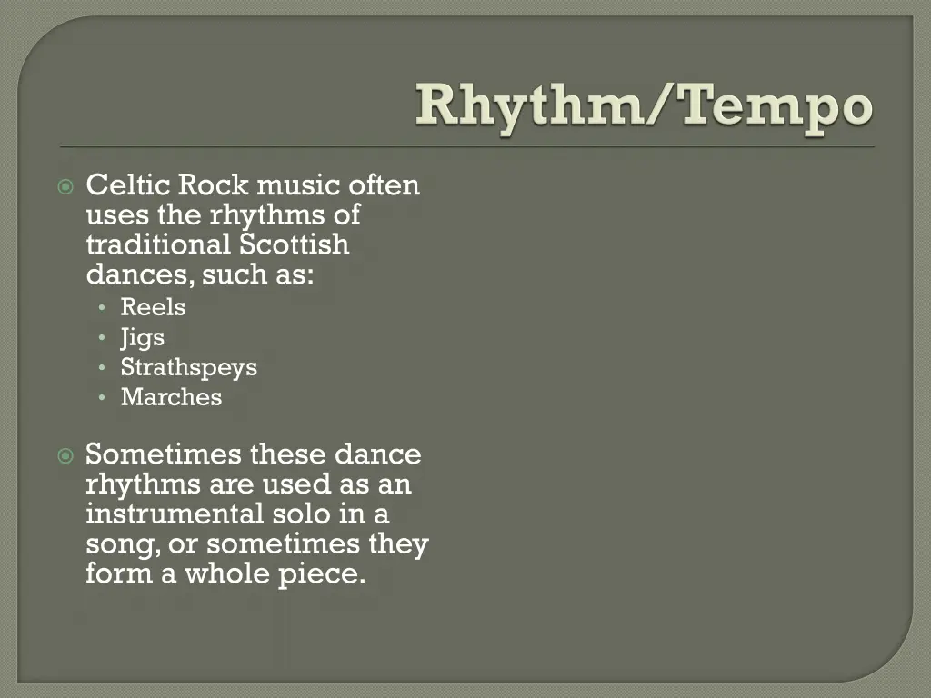 celtic rock music often uses the rhythms