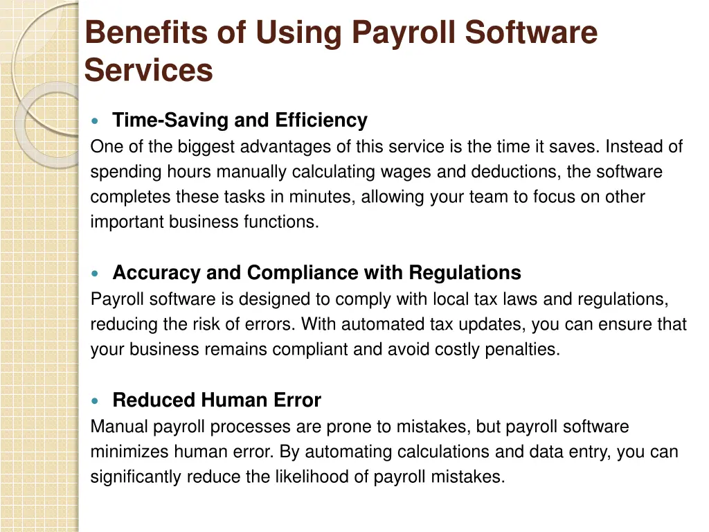 benefits of using payroll software services