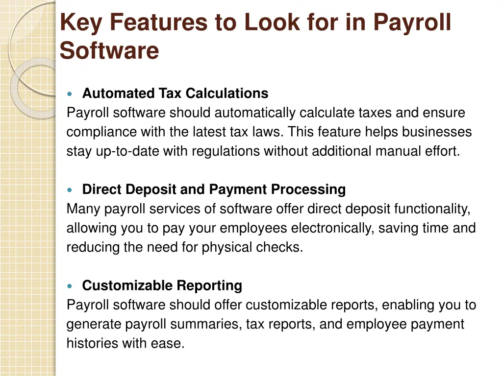 key features to look for in payroll software