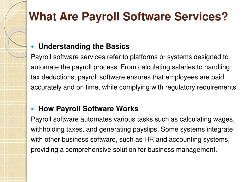 what are payroll software services