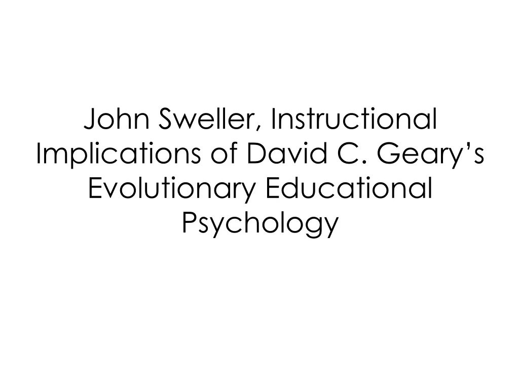 john sweller instructional implications of david