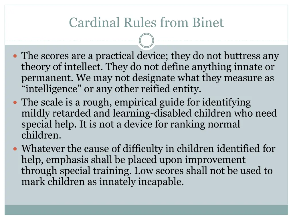 cardinal rules from binet