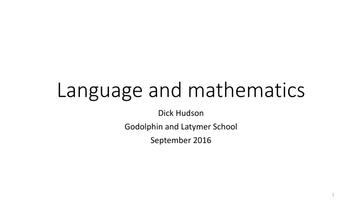 language and mathematics