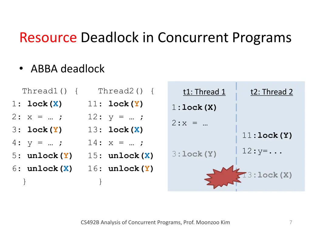 resource deadlock in concurrent programs