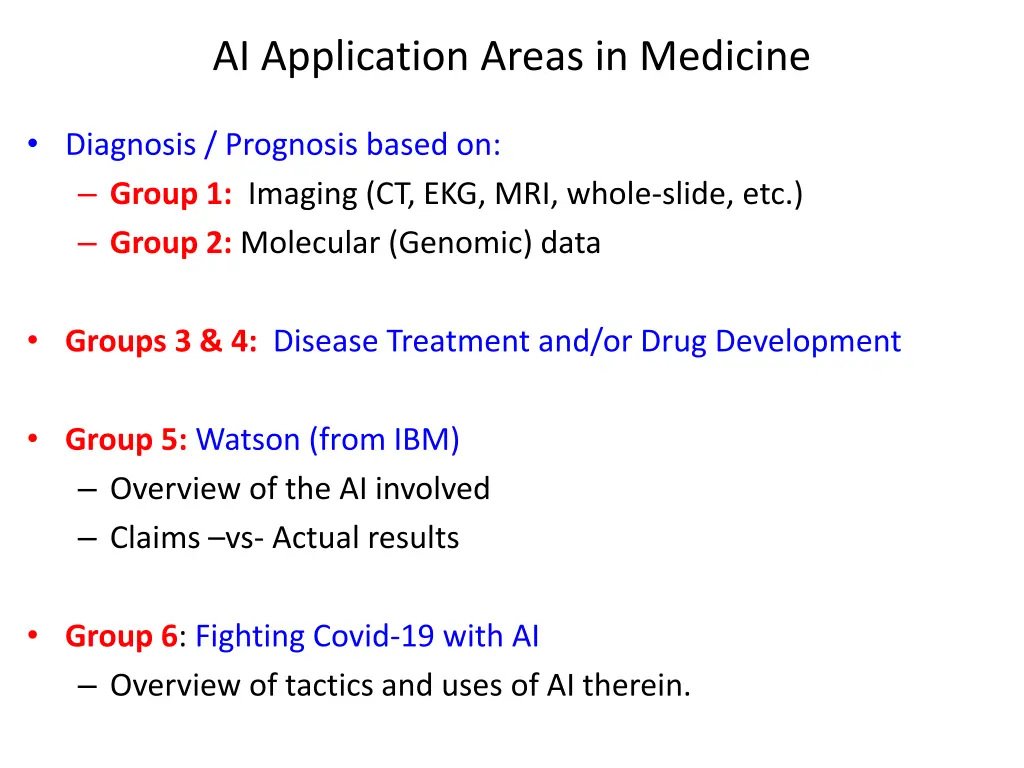 ai application areas in medicine