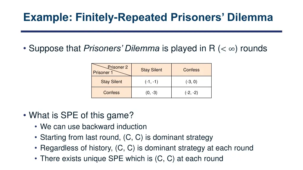 example finitely repeated prisoners dilemma