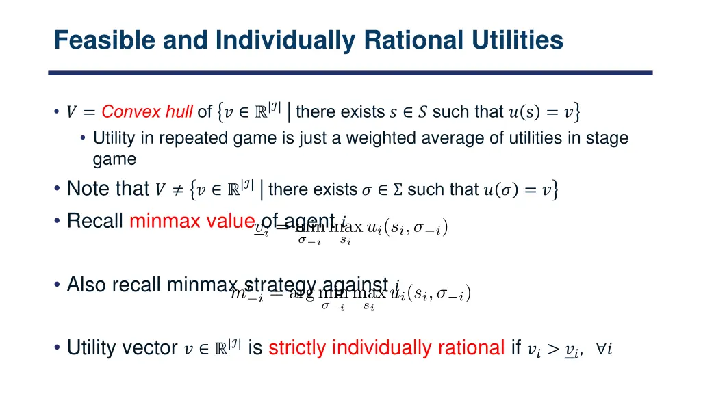 feasible and individually rational utilities