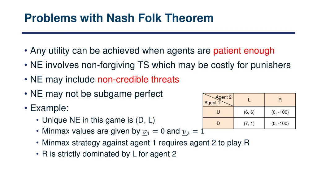 problems with nash folk theorem