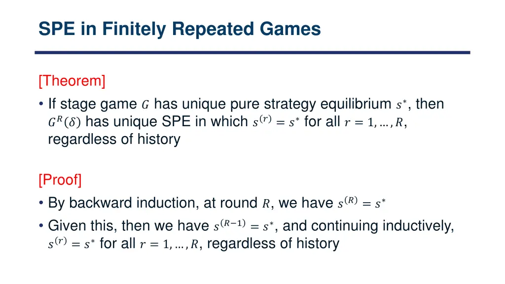 spe in finitely repeated games