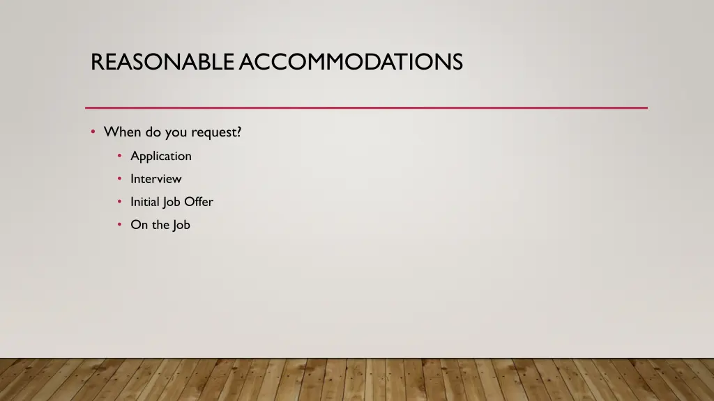 reasonable accommodations