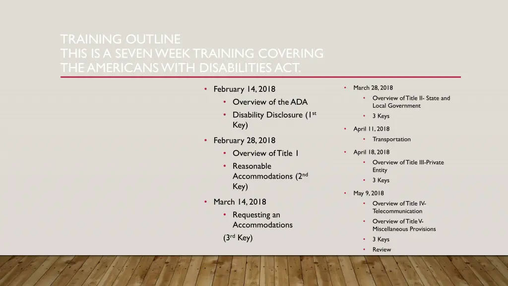 training outline this is a seven week training