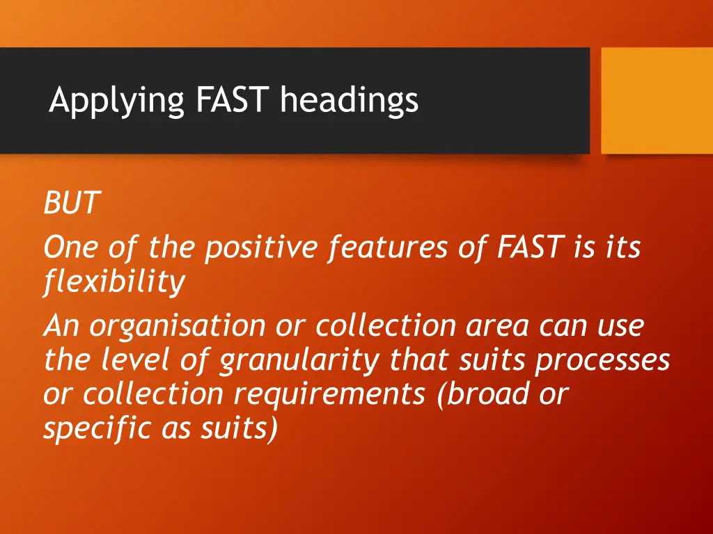 applying fast headings 1