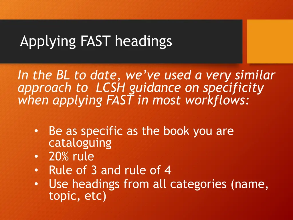 applying fast headings