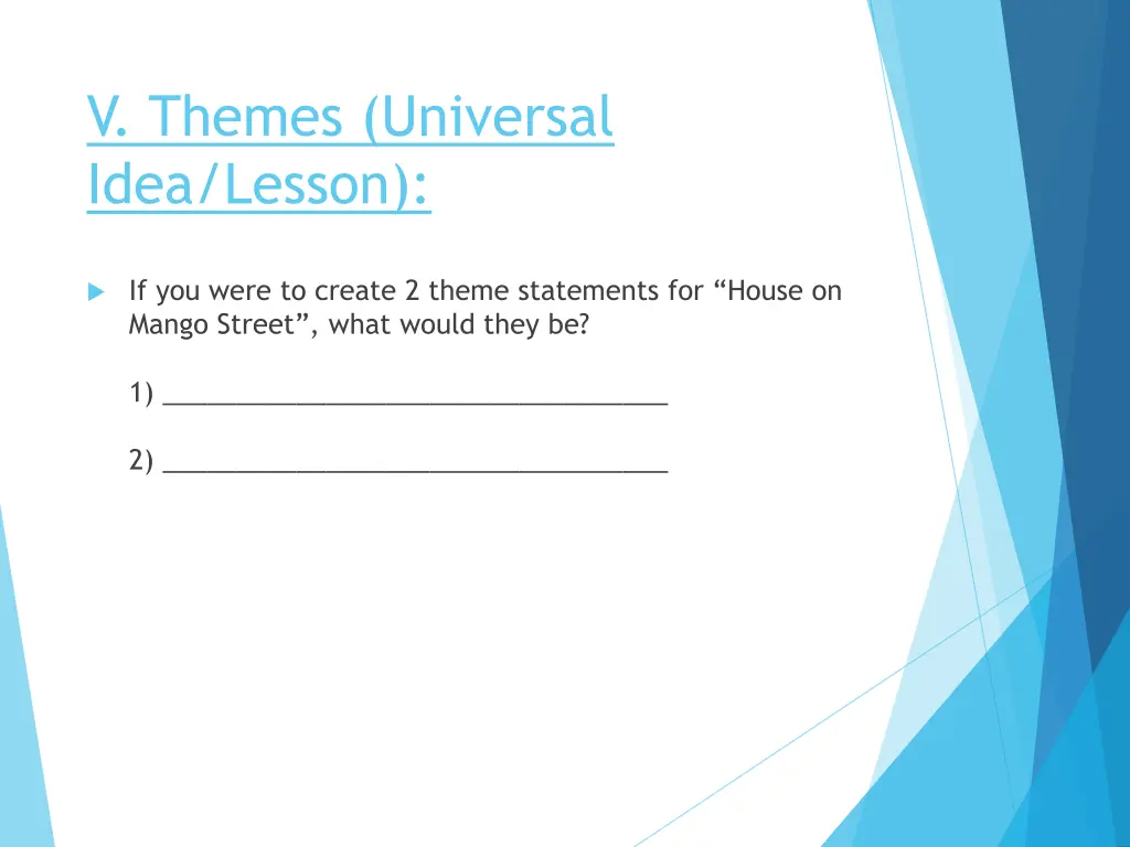 v themes universal idea lesson