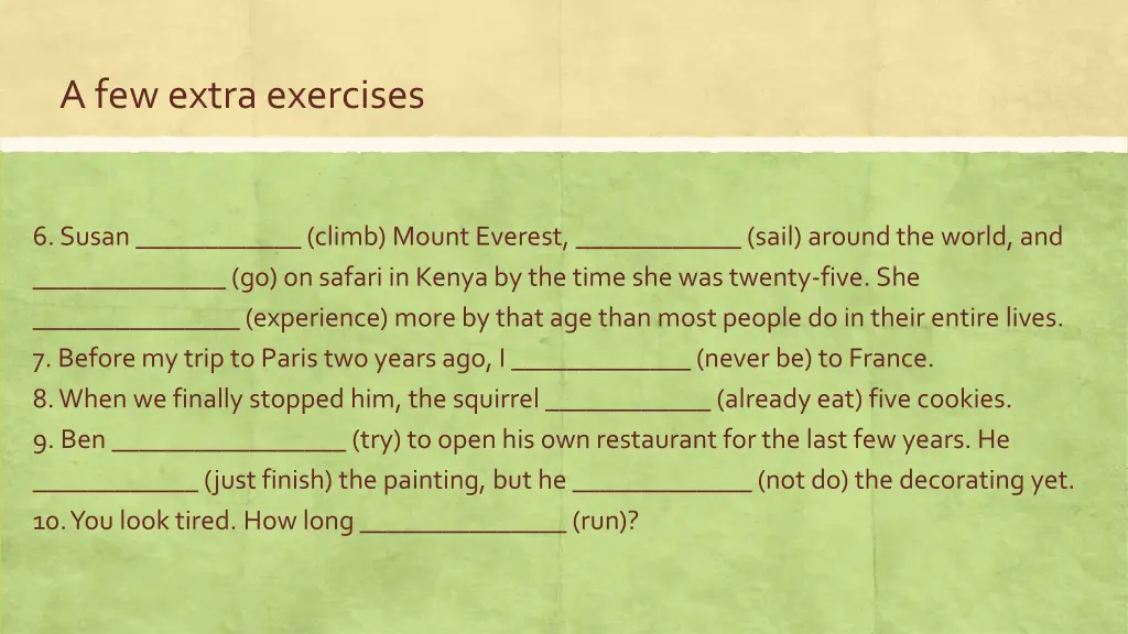 a few extra exercises 1